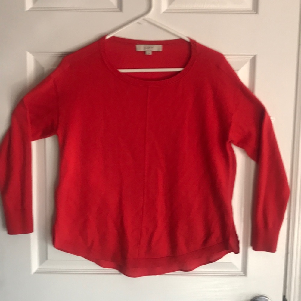 Anne Taylor Loft top. Vibrant tangerine/red Small